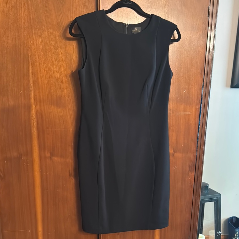 Worthington Black Sheath Midi Dress Crew Neck Sleeveless